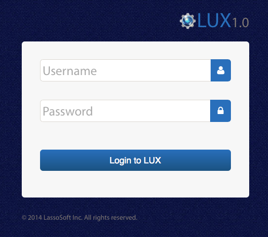 Lasso 9.3 LUX login screenshot